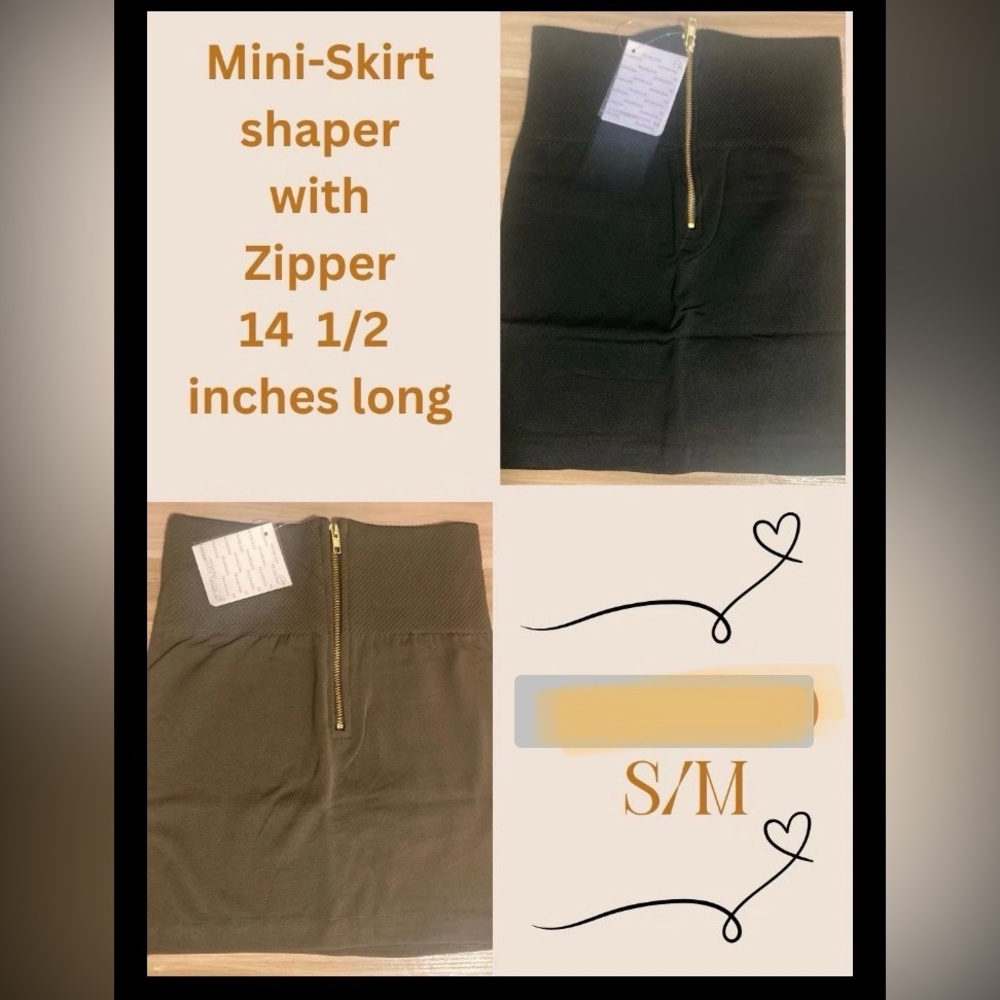 NEW Spandex mini skirt S M Lot 2 Connection 18 Fits 2-8 Shapewear taupe black